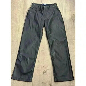 Hollister Black High Rise Vegan Leather Jeans Straight Leg Size 3S/26 Short